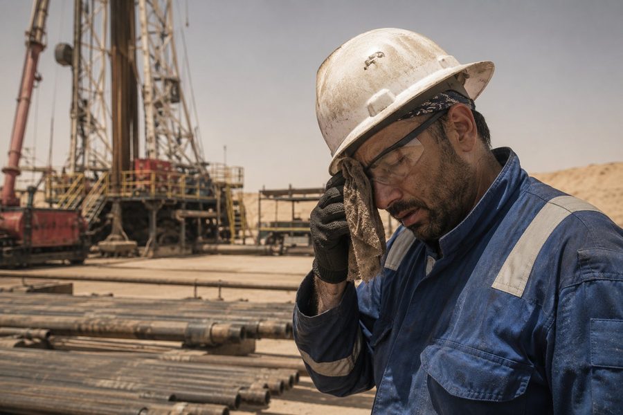 Travailleur oil and gas chaleur extrême